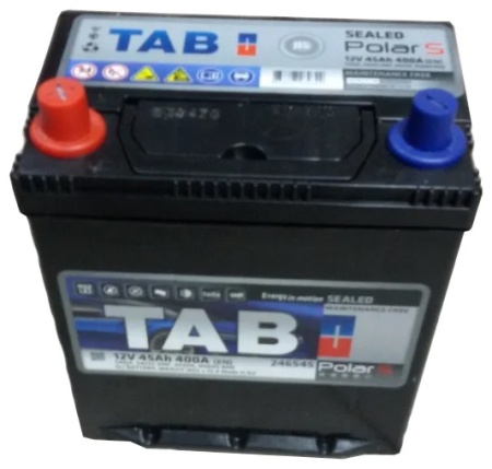 Фото Аккумуляторная батарея TAB 6СТ-45L POLAR JIS MF(узкий)прямой полярности Азия тонкие клеммы (246545)