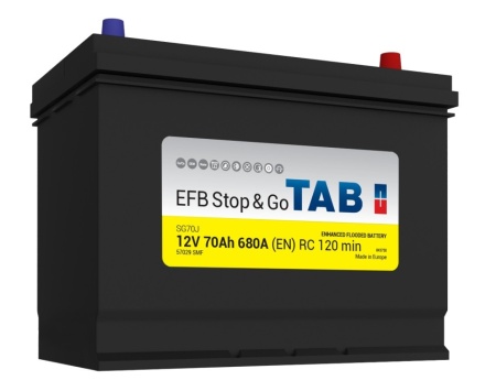 Фото Аккумуляторная батарея TAB 6СТ-70L POLAR JIS EFB Stop&Go обратной полярности Азия (212270)
