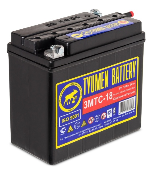 Аккумуляторная батарея Tyumen Battery 3МТС-18 универсальной полярности сухозаряженная