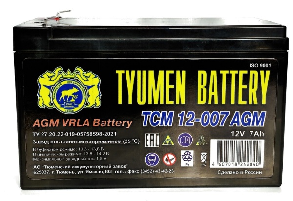 Аккумуляторная батарея Tyumen Battery ТСМ-12007 AGM