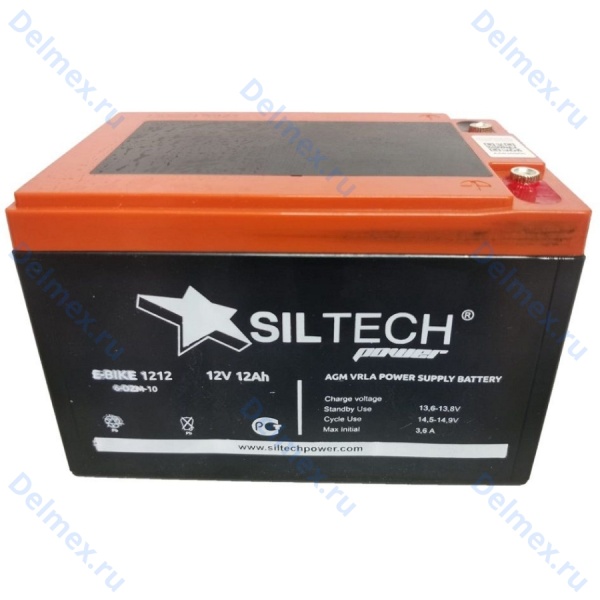 Аккумуляторная батарея SILTECH 6МТС-10 E-BIKE (6-DZM-10) обратной полярности 12V12Ah