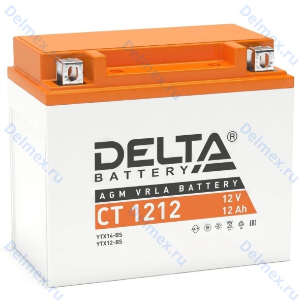 Аккумуляторная батарея DELTA СТ-1212 AGM (YTX12BS) прямая полярность, залитый