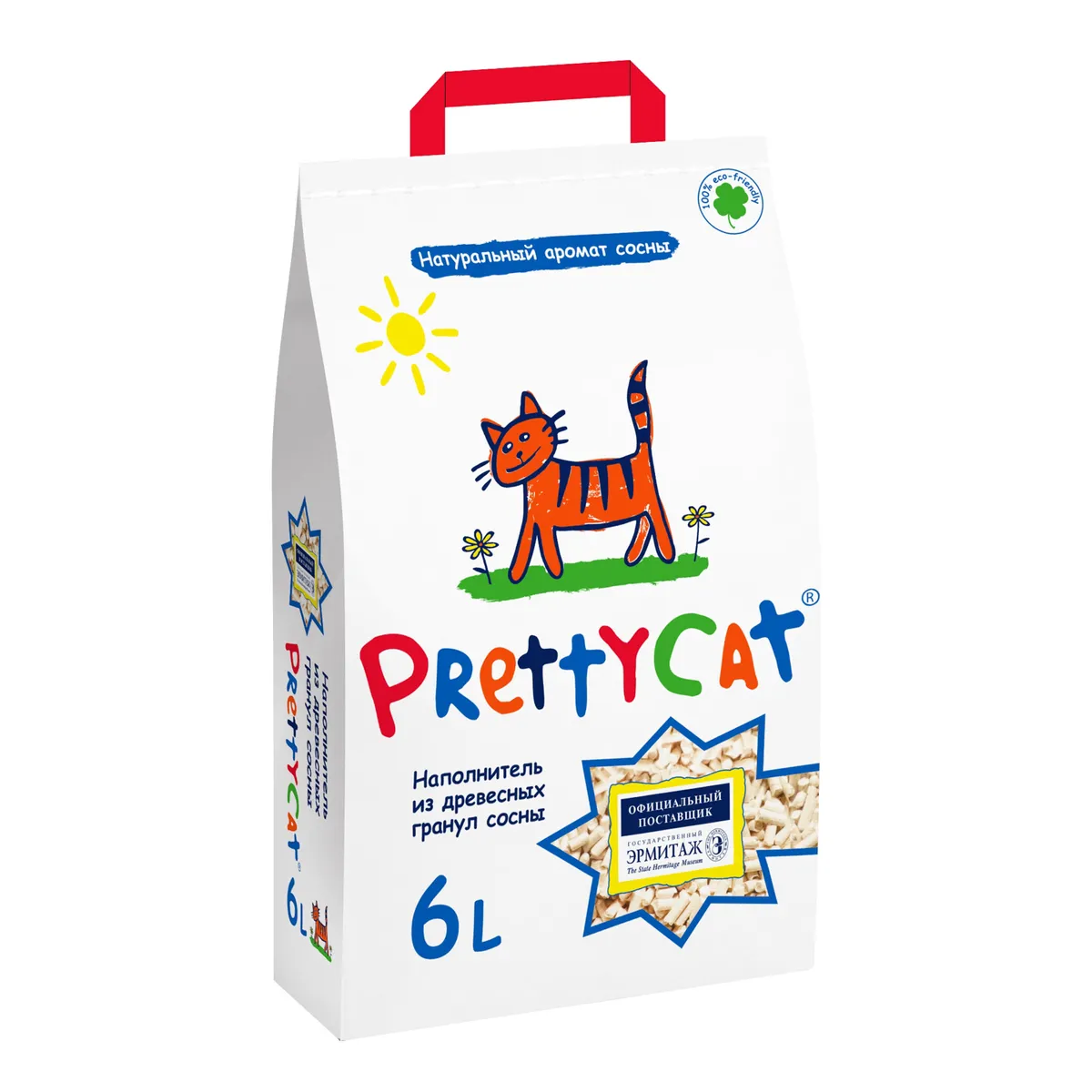 PrettyCat наполнитель древесный для кошачьих туалетов Wood Granules 2 кг (6 л)