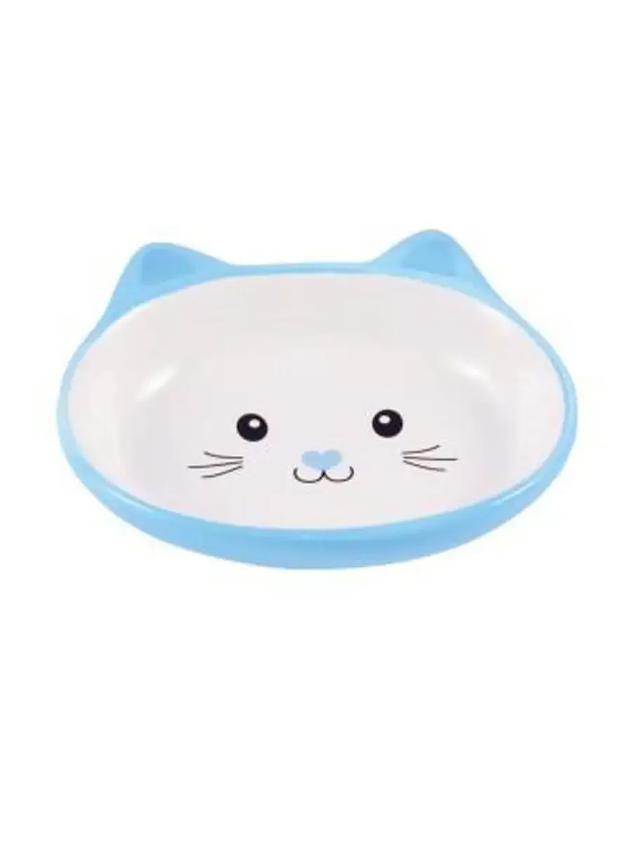 Mr.Kranch миска керамическая для кошек Мордочка кошки 160мл голубая