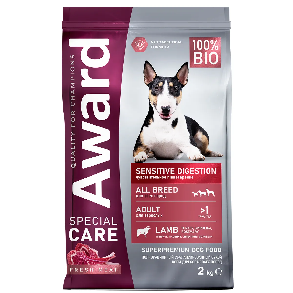Сухой корм AWARD SPECIAL CARE Sensitive Digestion для взрослых собак всех пород с чувствительным пищеварением со свежим мясом ягненка 2кг