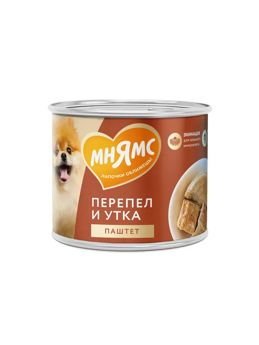 Мнямс Паштет из утки и перепела для собак всех пород «СИЛЬНЫЙ ИММУНИТЕТ» 200г