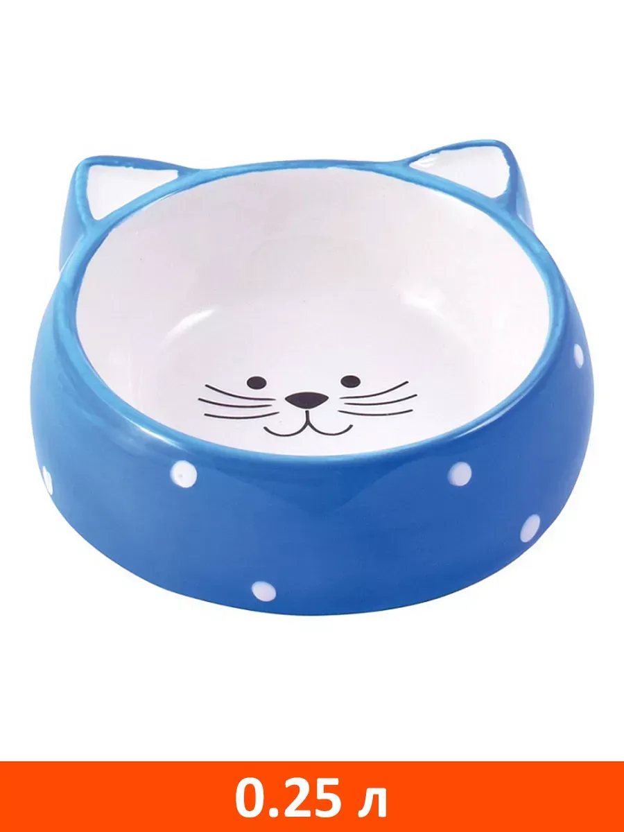 КерамикАрт миска керамическая Мордочка кошки голубая 250 мл
