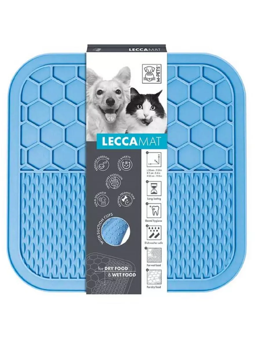 MPets Лизательный коврик для домашних животных, голубой M, 21х21х1см