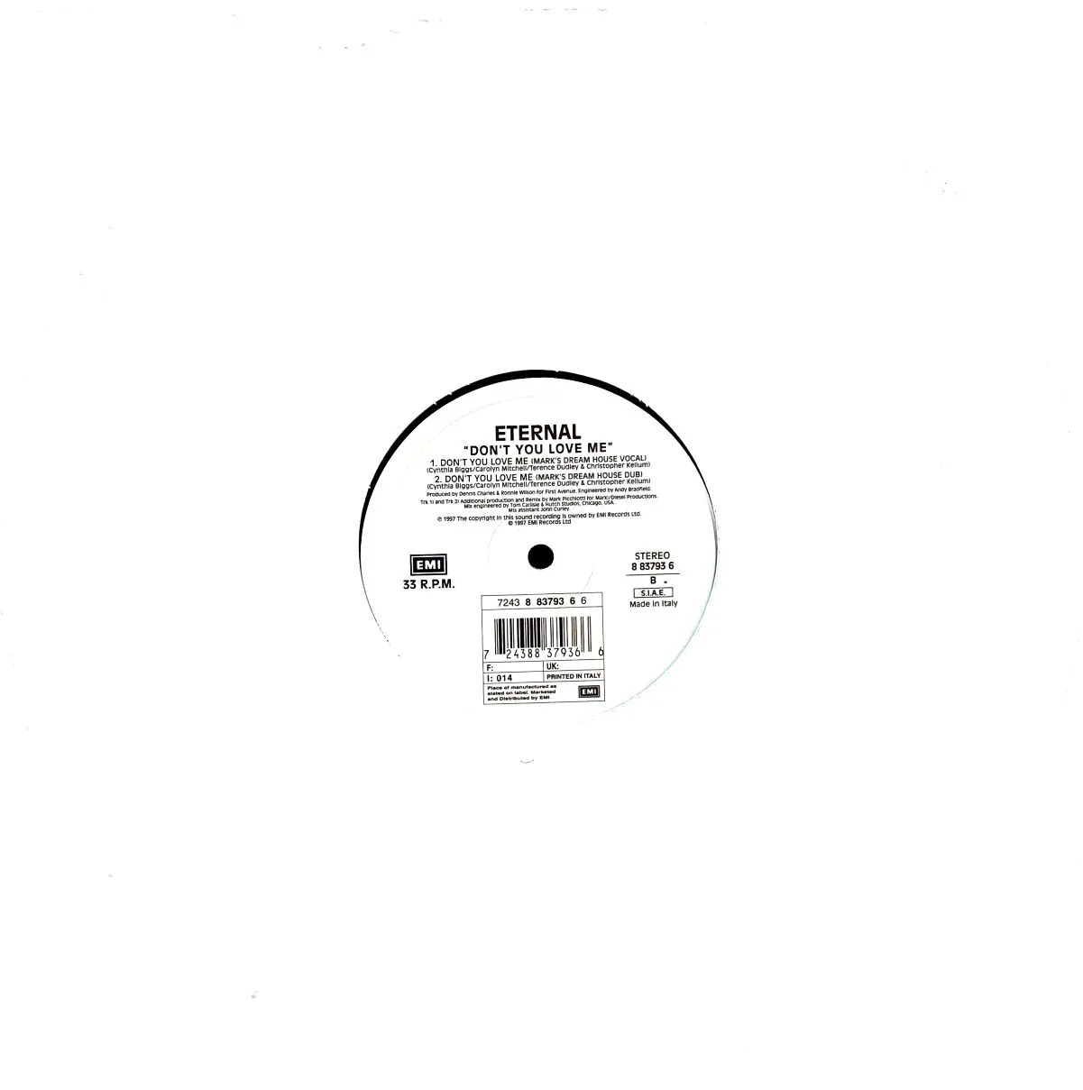 Eternal — Don’t You Love Me (12", 33 RPM, EMI, 1997, Italy)