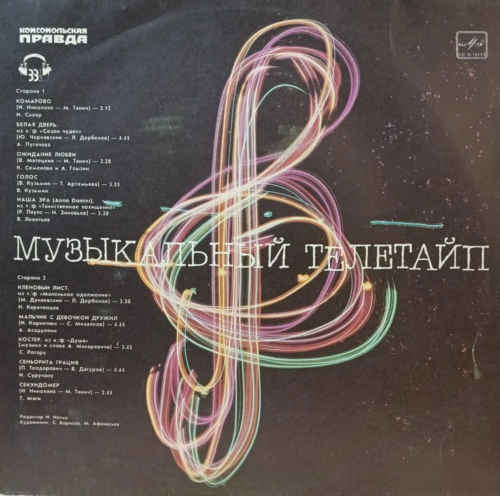 «Музыкальный телетайп» — виниловая пластинка LP — СССР, 1986 — «Мелодия» — культовый сборник хитов эпохи перестройки