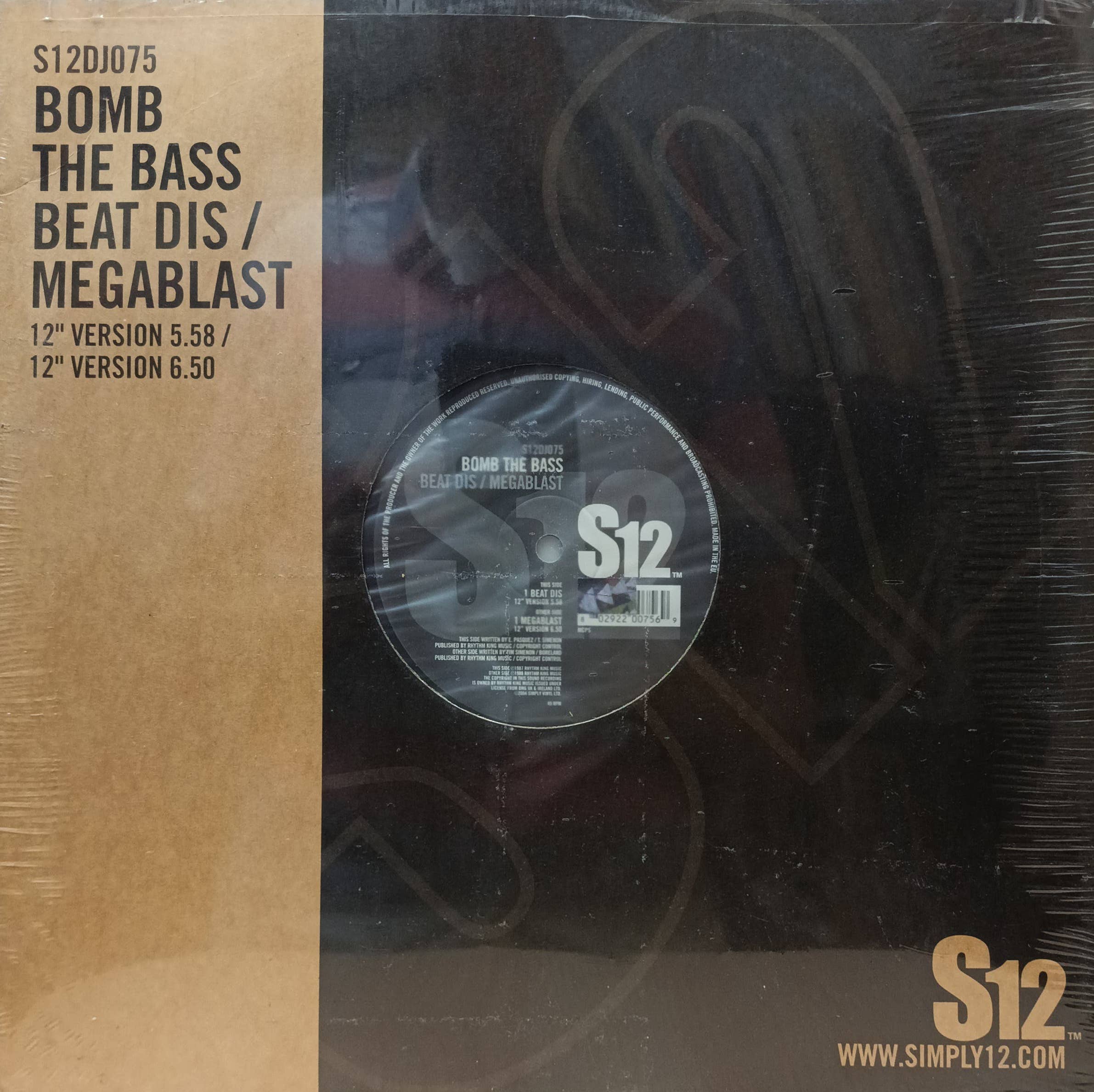 Bomb The Bass — «Beat Dis / Megablast» (S12 S12DJ075, 2002) — 12‑дюймовый винил с культовыми треками в стиле acid house и электро от Тима Сименона для диджеев и коллекционеров — изображение 2
