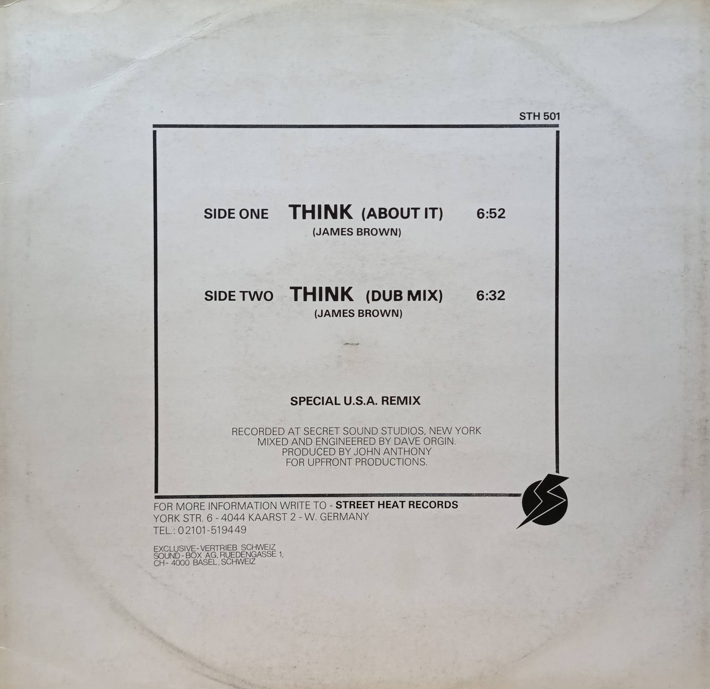 Bustin — «Think (About It)» (Street Heat Rec. STH 501, 1984) — лимитированный 12‑дюймовый винил с электро‑ремиксом для диджеев и коллекционеров — изображение 2