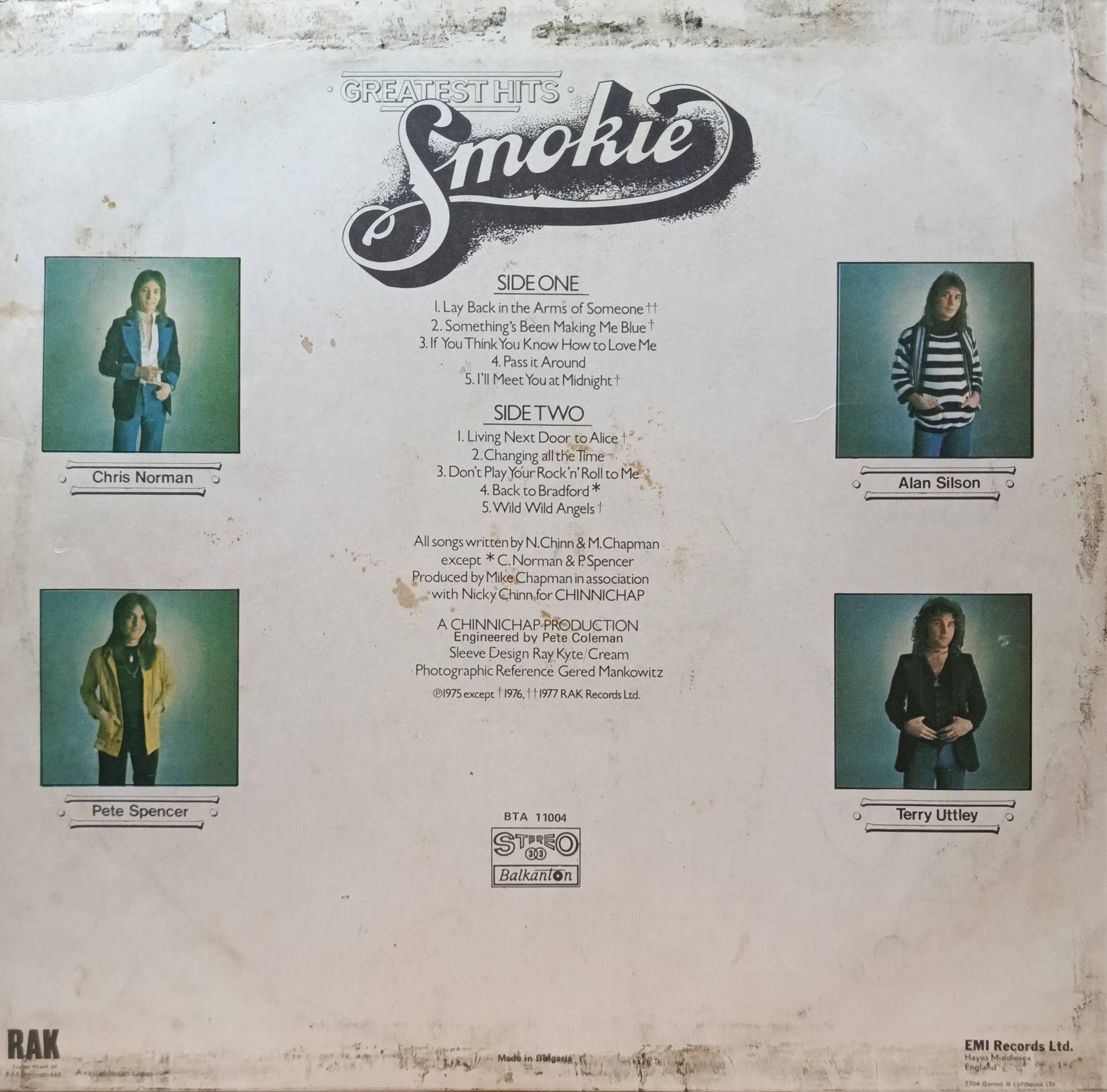 Smokie — Greatest Hits — виниловая пластинка LP — Болгария, Balkanton, 1980‑е — изображение 2