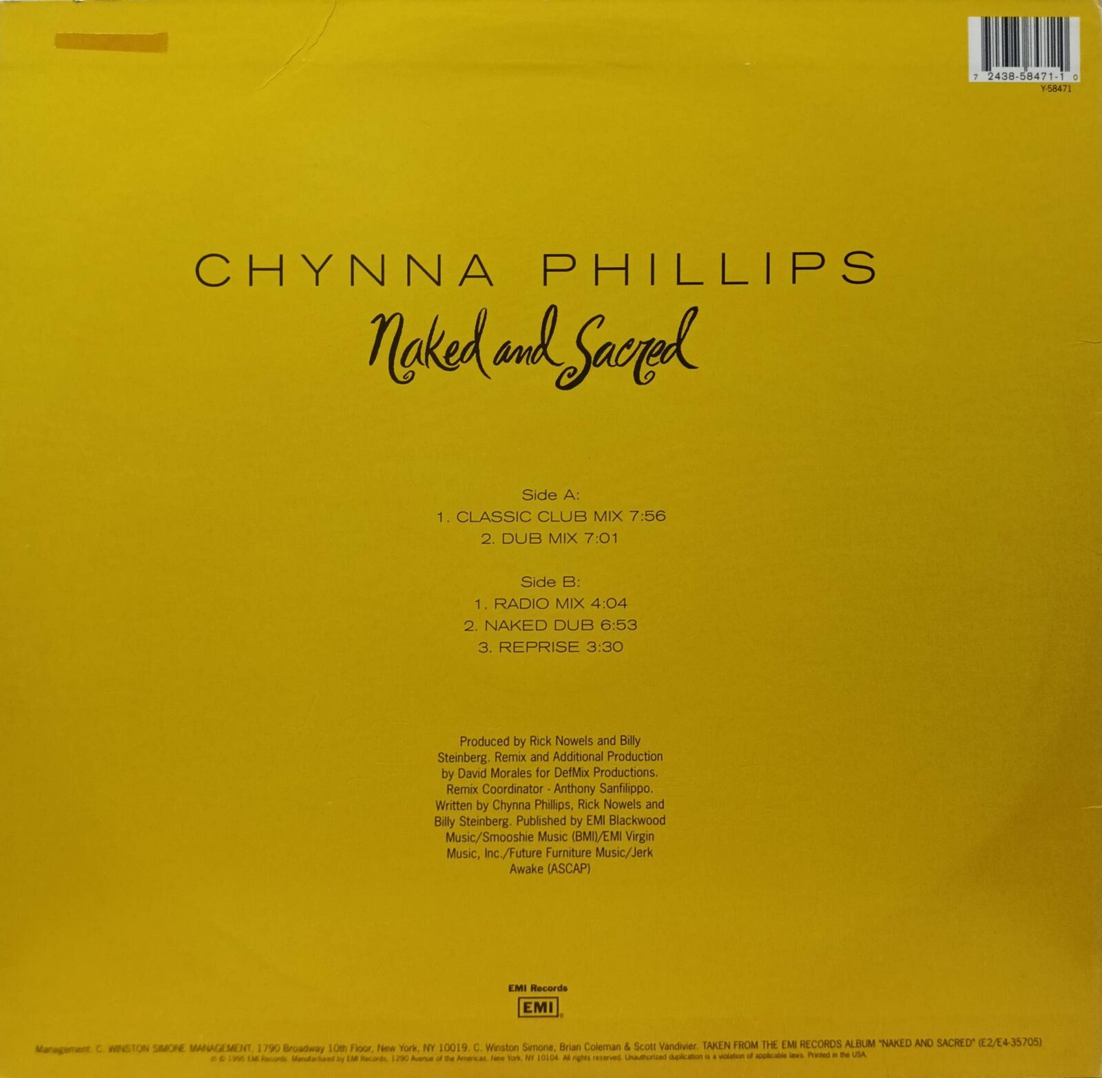 Chynna Phillips — Naked and Sacred — виниловая пластинка, CD, кассета — дебютный сольный альбом, EMI, 1995 — изображение 2