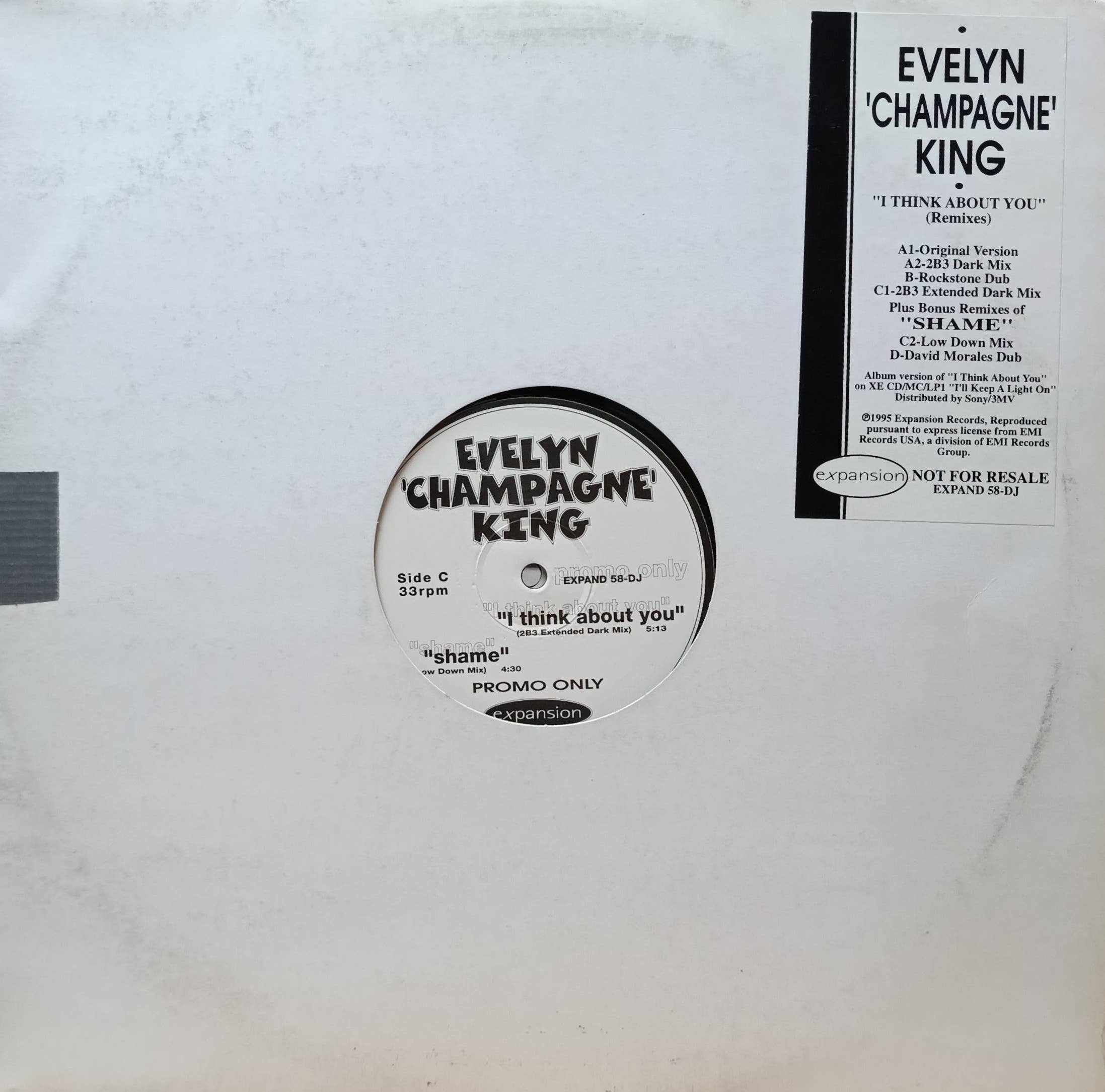 Evelyn «Champagne» King — I Think About You / Shame — 2LP 12" (Side C, Promo) — Expansion EXPAND 58‑DJ — 1995