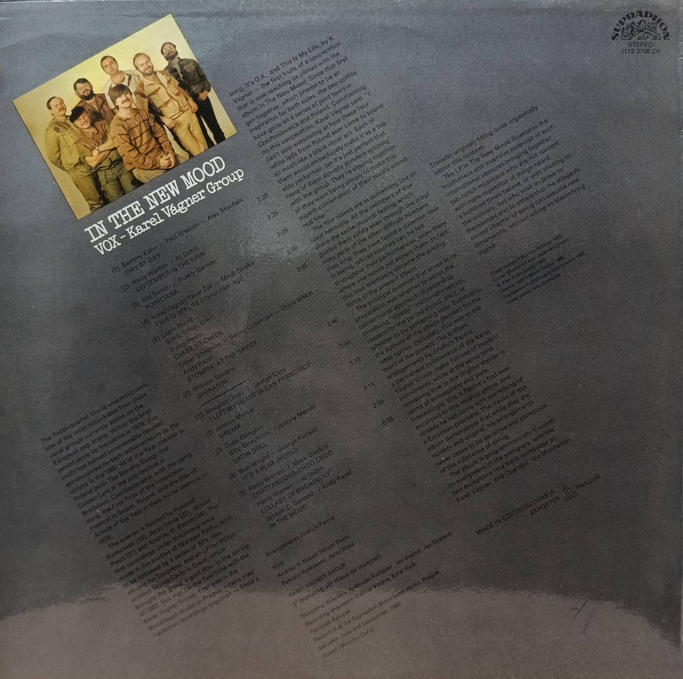 VOX, Karel Vágner Group — In The New Mood — виниловая пластинка LP — Чехословакия, 1985 — изображение 2