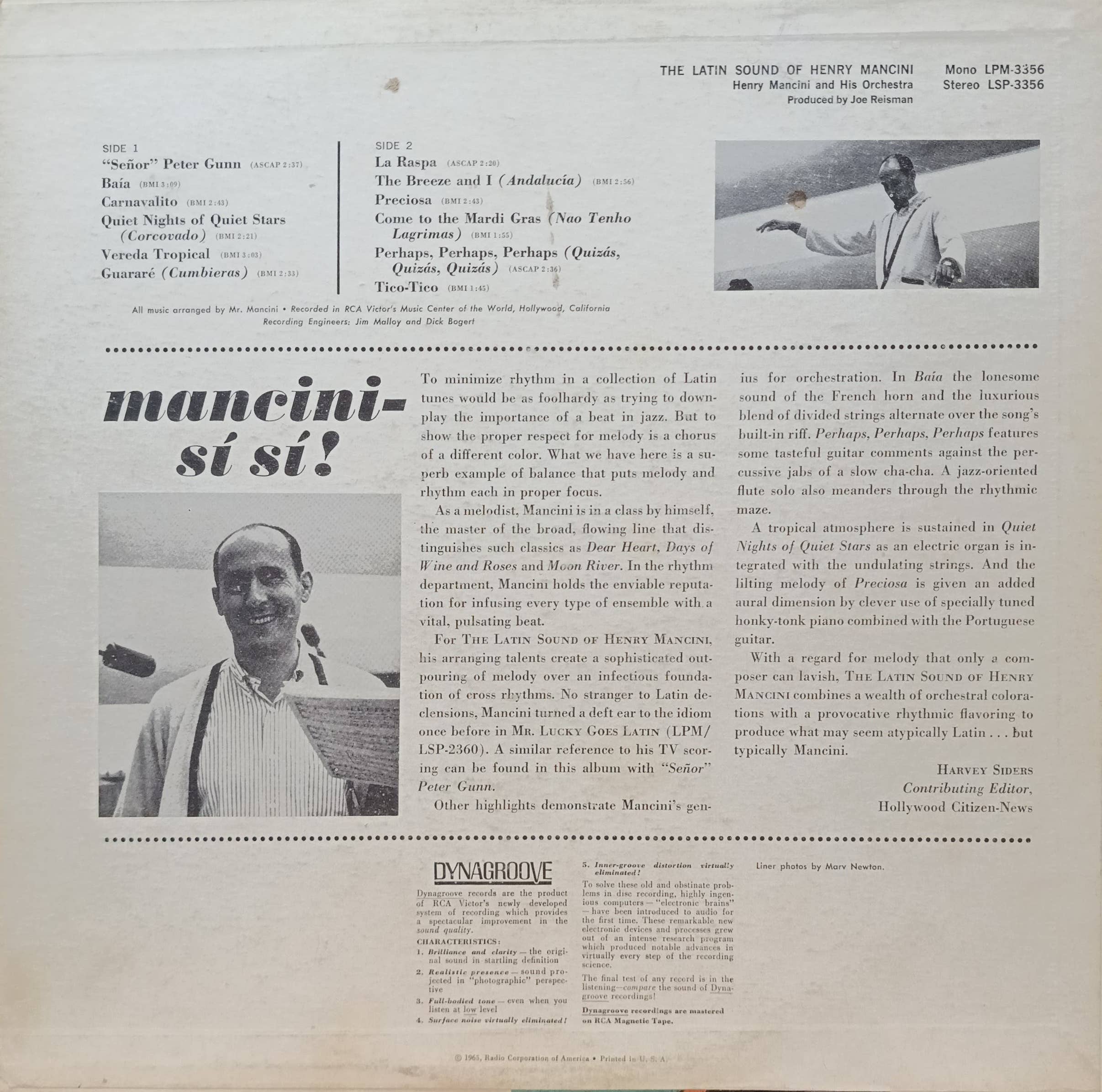 Henry Mancini — The Latin Sound of Henry Mancini — виниловая пластинка LP — США, 1965 — изображение 2