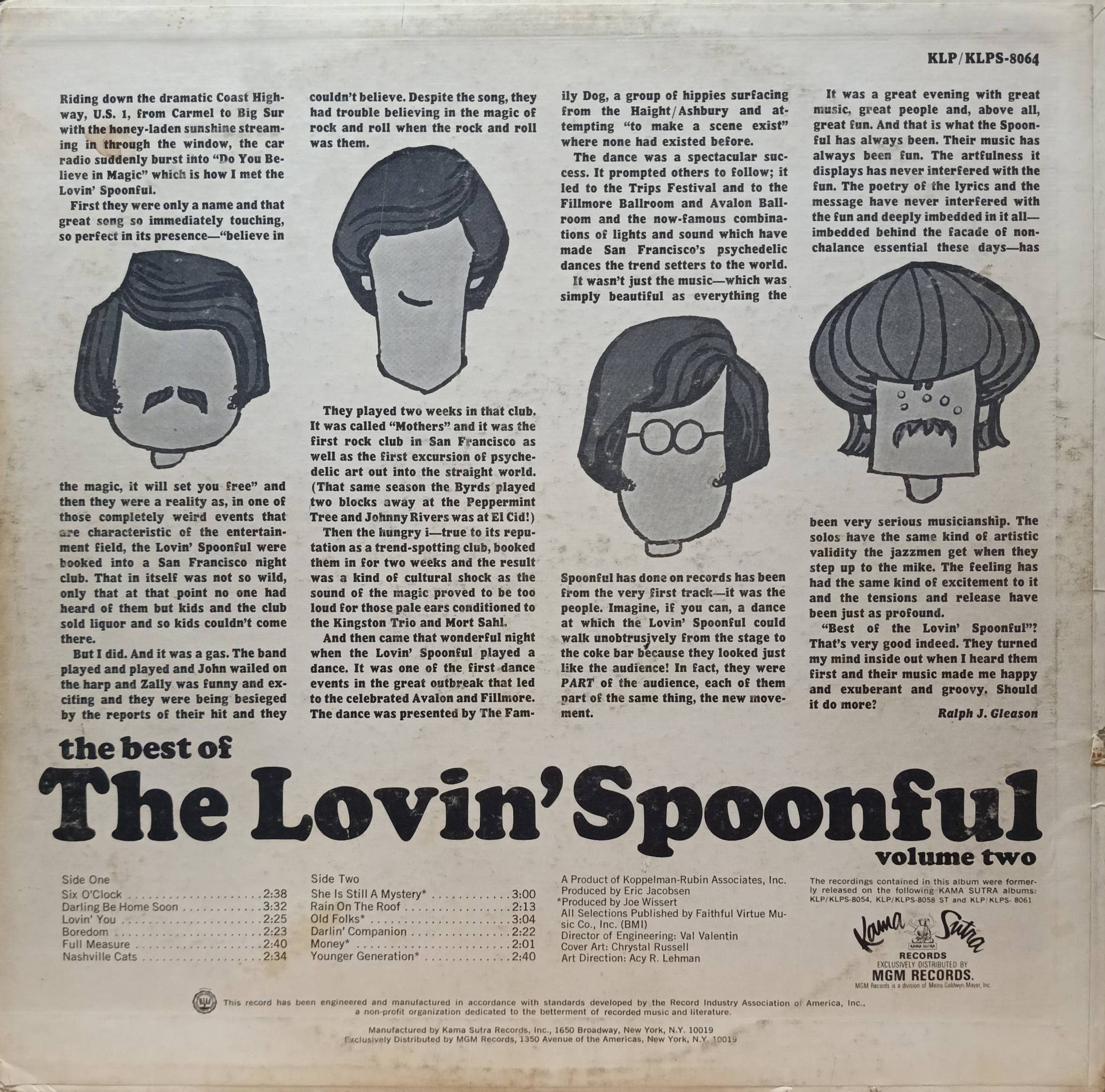 The Lovin’ Spoonful — The Best Of The Lovin’ Spoonful Volume Two — виниловая пластинка LP — Kama Sutra Records, 1968 — стерео, KLPS‑8064 — изображение 2