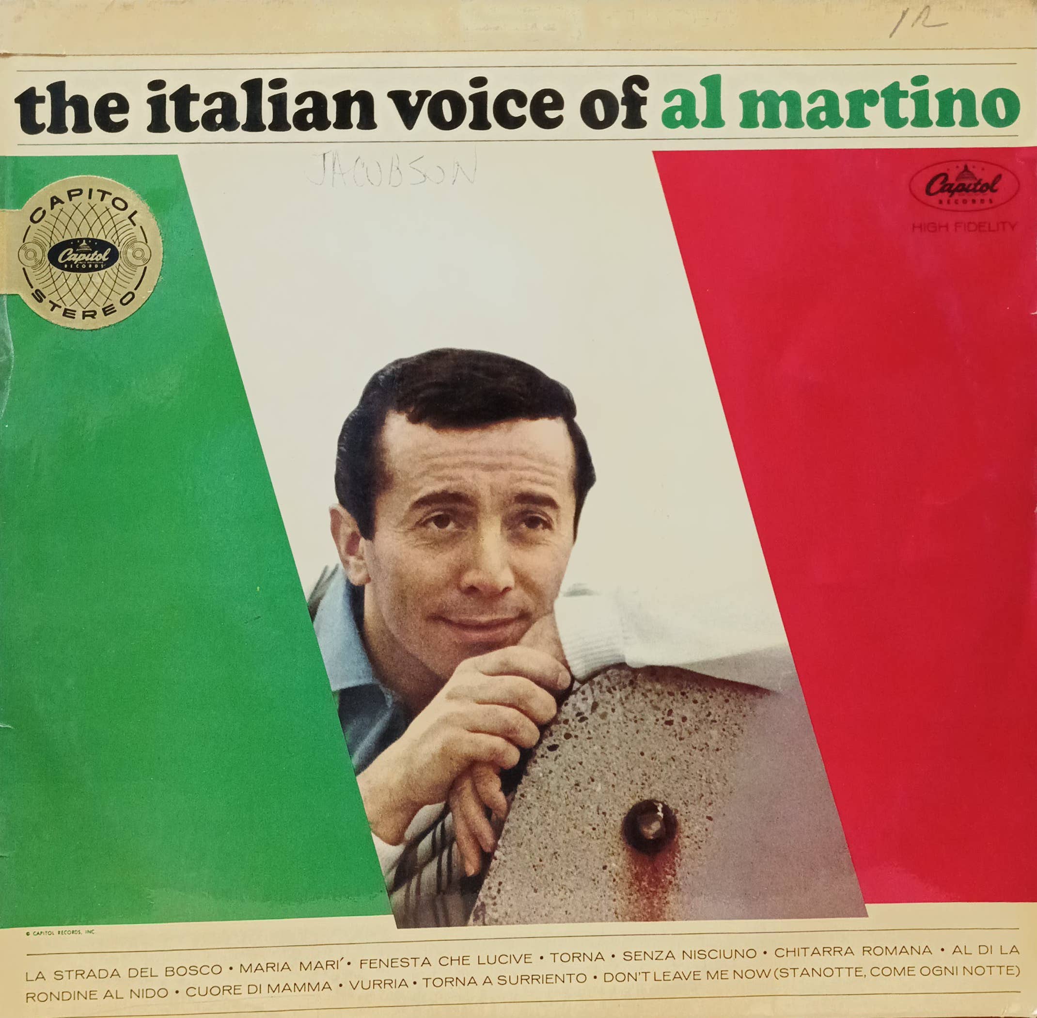 Al Martino — The Italian Voice of Al Martino — виниловая пластинка LP — Capitol Records, 1963