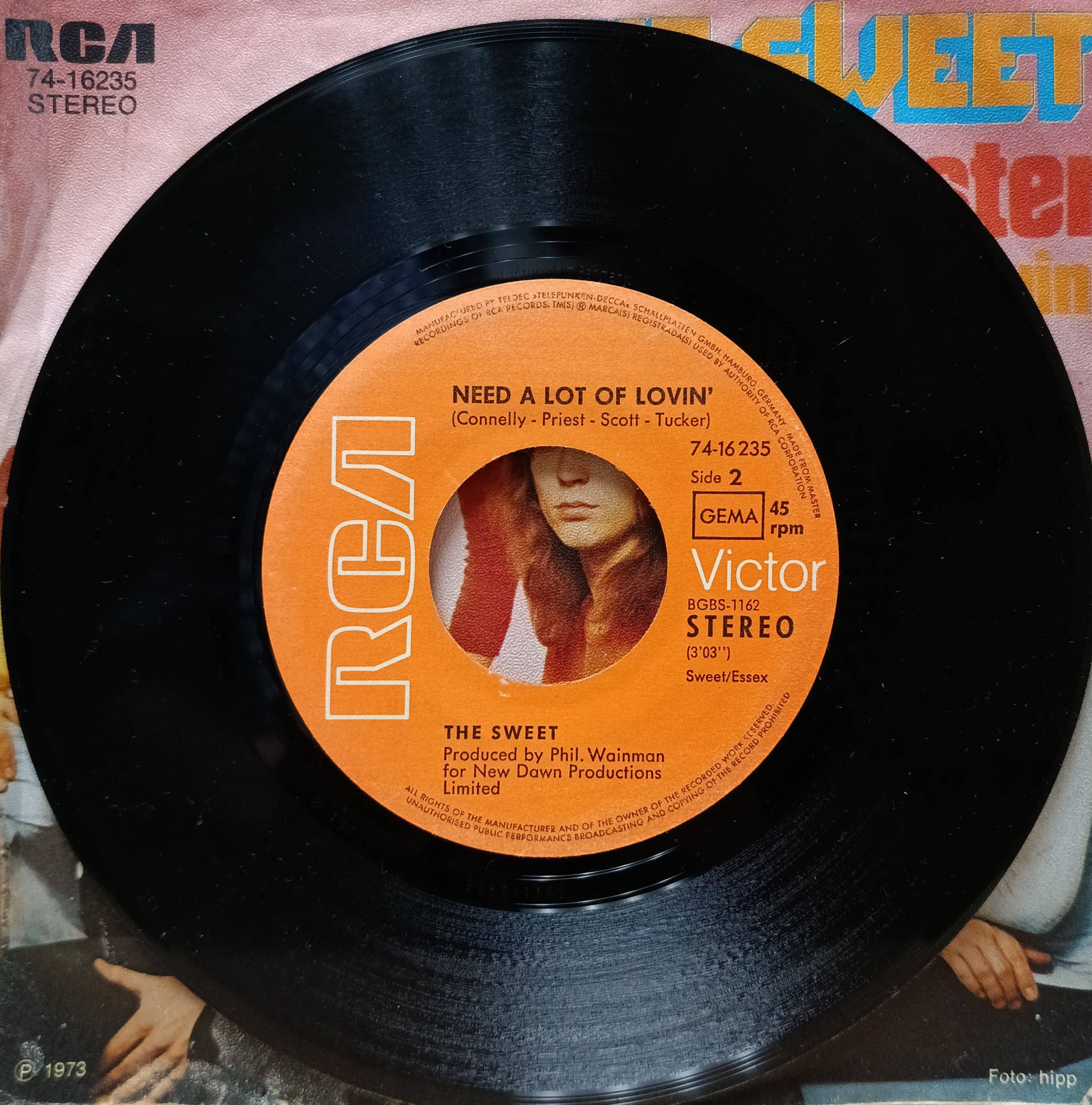 The Sweet — Block Buster! / Need A Lot Of Lovin' — виниловая пластинка 7" — RCA, 1973 — стерео — изображение 3