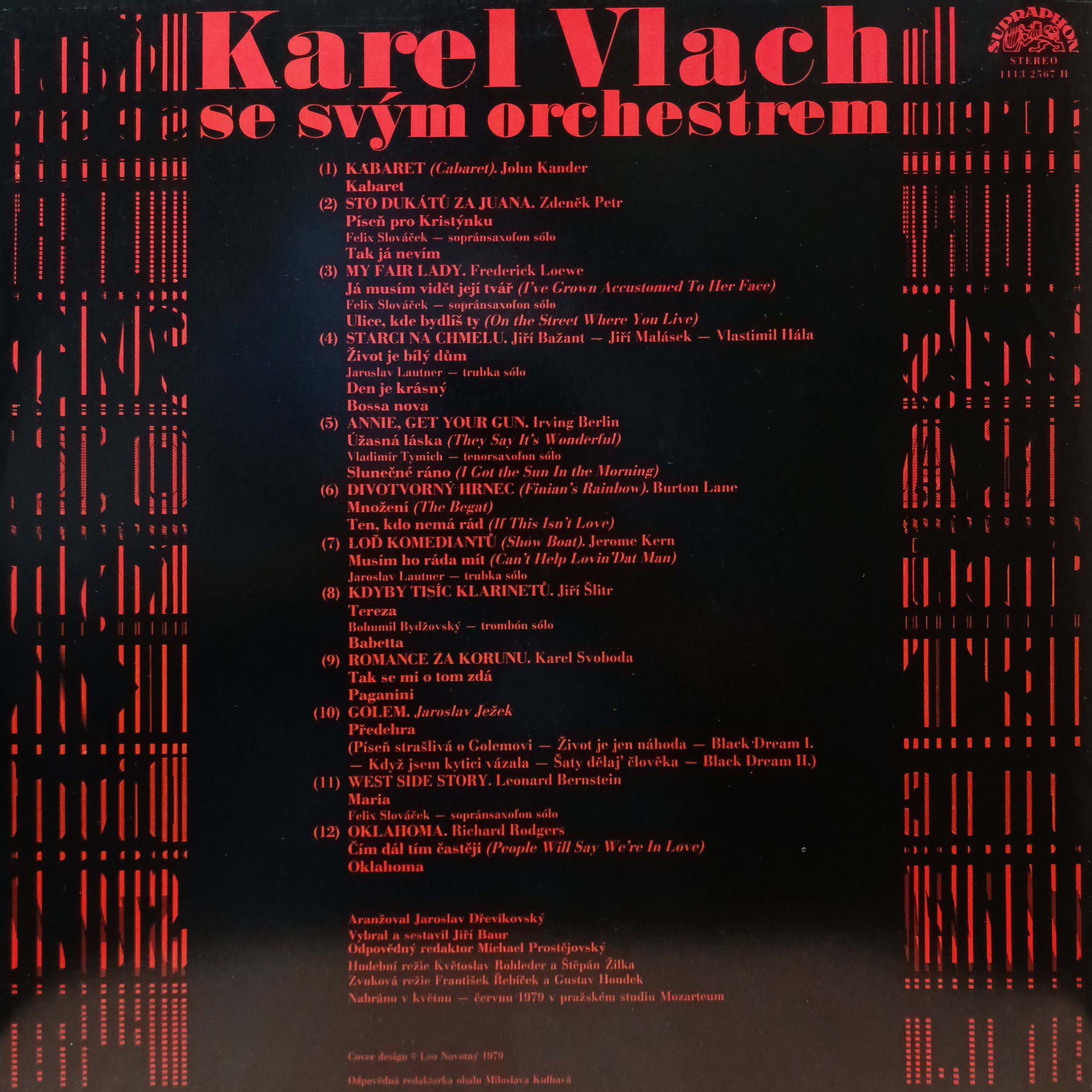 Karel Vlach se svým orchestrem — Musicals On Parade — виниловая пластинка LP — Чехословакия, 1980 — изображение 2