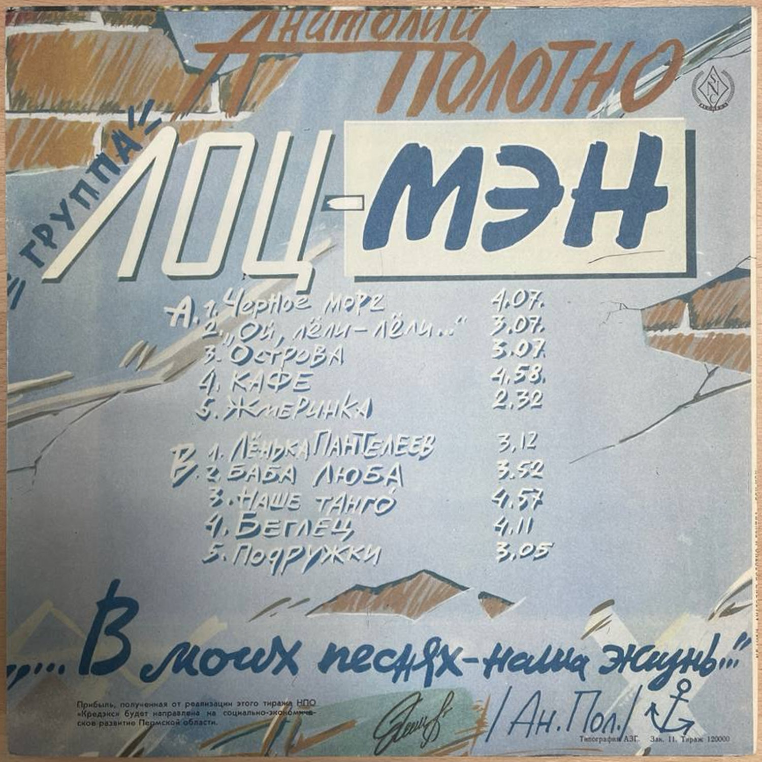 Анатолий Полотно — «...В моих песнях — наша жизнь...» — виниловая пластинка LP — СССР «Мелодия» — оборот