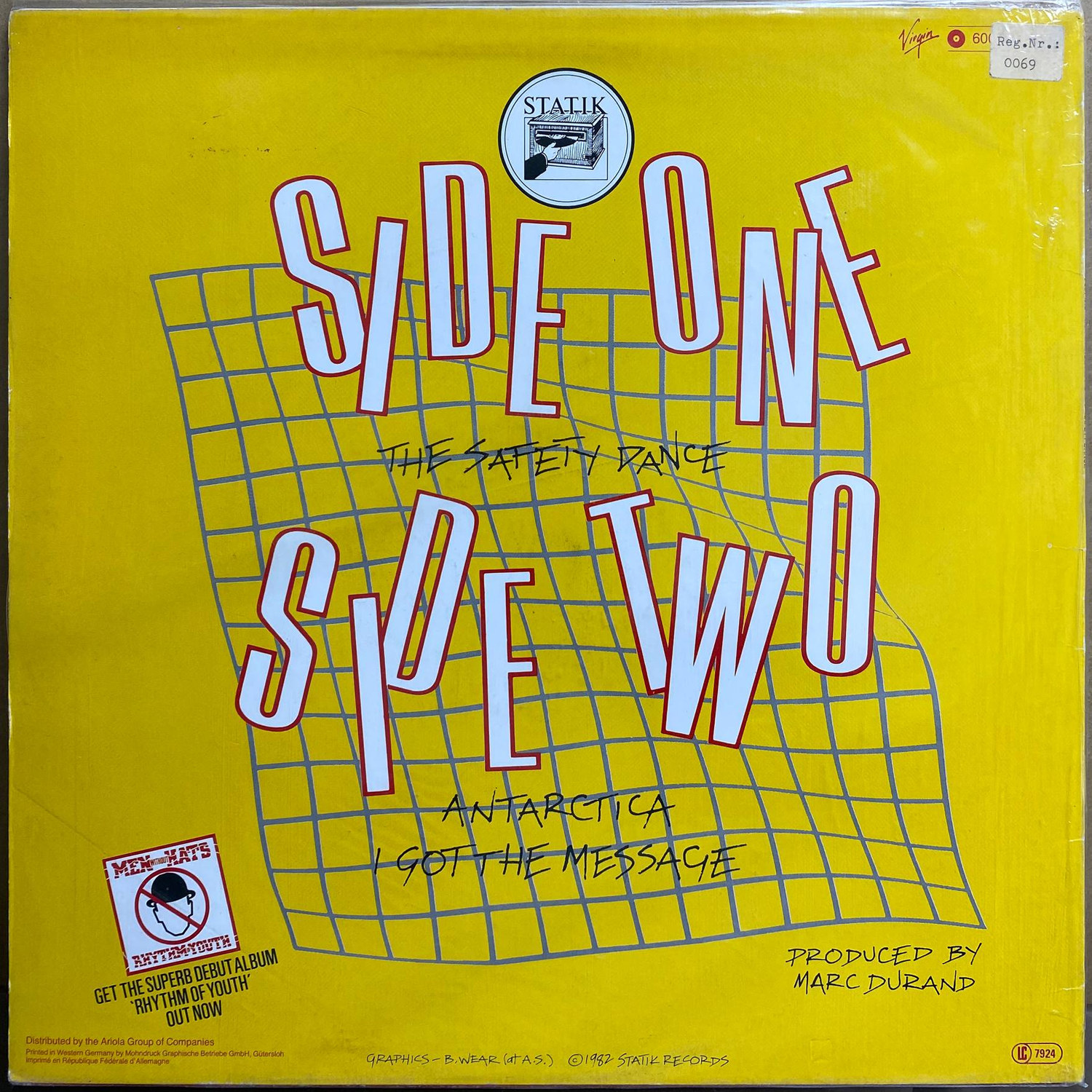 Men Without Hats — «The Safety Dance» — виниловая пластинка LP — Великобритания, 1982 «Statik» — оборот