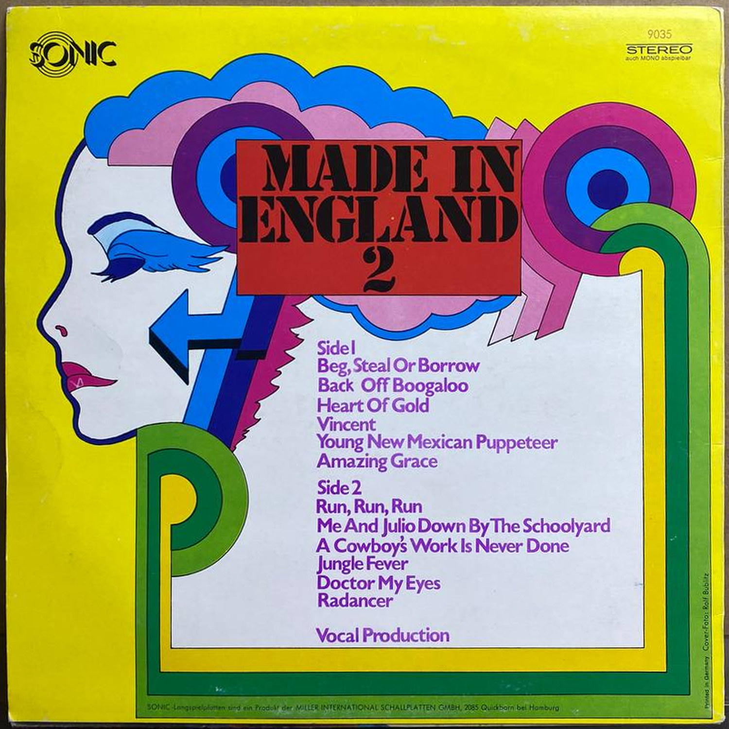 The Hiltonaires — «Made In England 2» — виниловая пластинка LP — ФРГ, 1973 «Sonic» — оборот