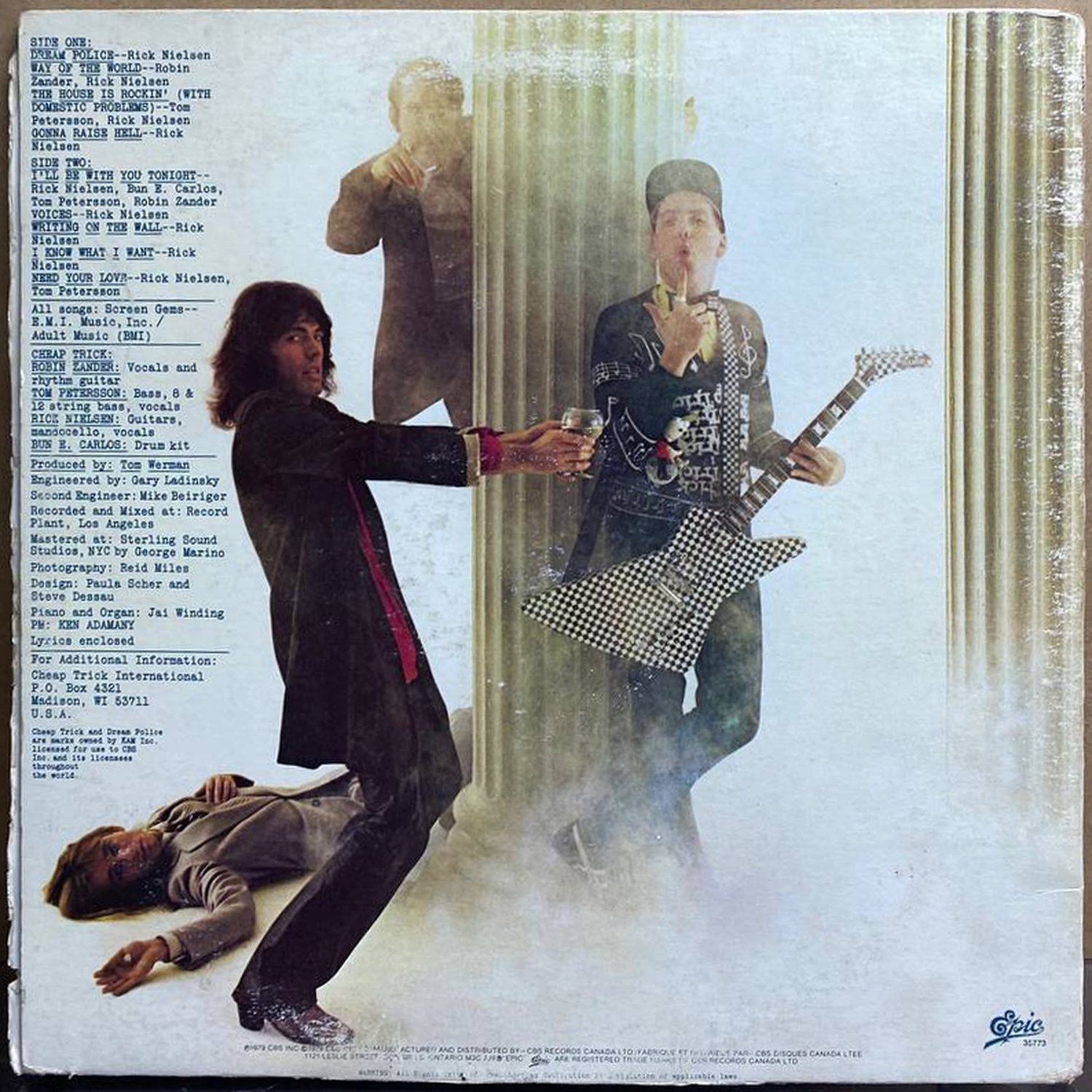 Cheap Trick — «Dream Police» — виниловая пластинка LP — Канада, 1979 «Epic» — оборот