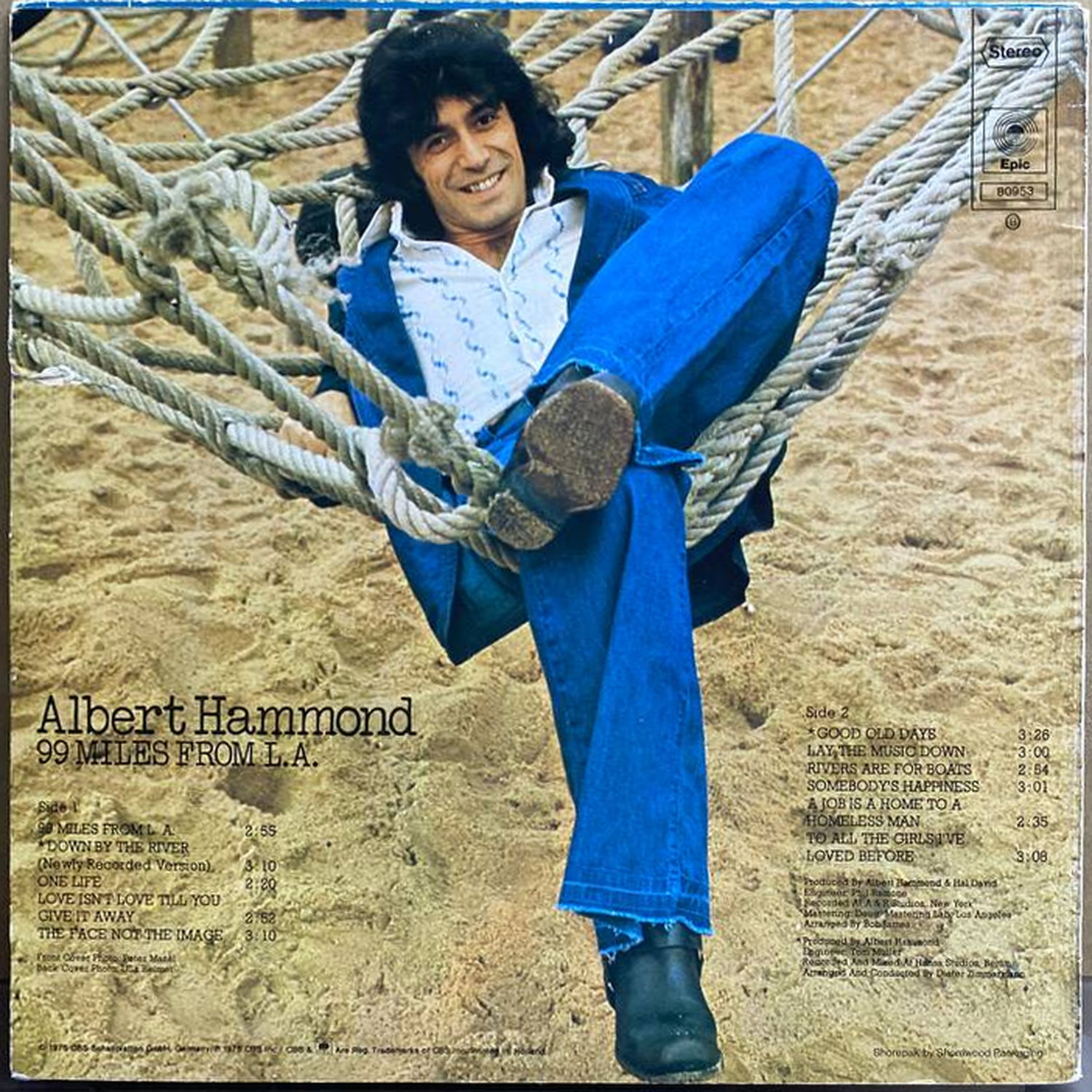Albert Hammond — «99 Miles From L.A.» — виниловая пластинка LP — ФРГ «Epic» — оборот