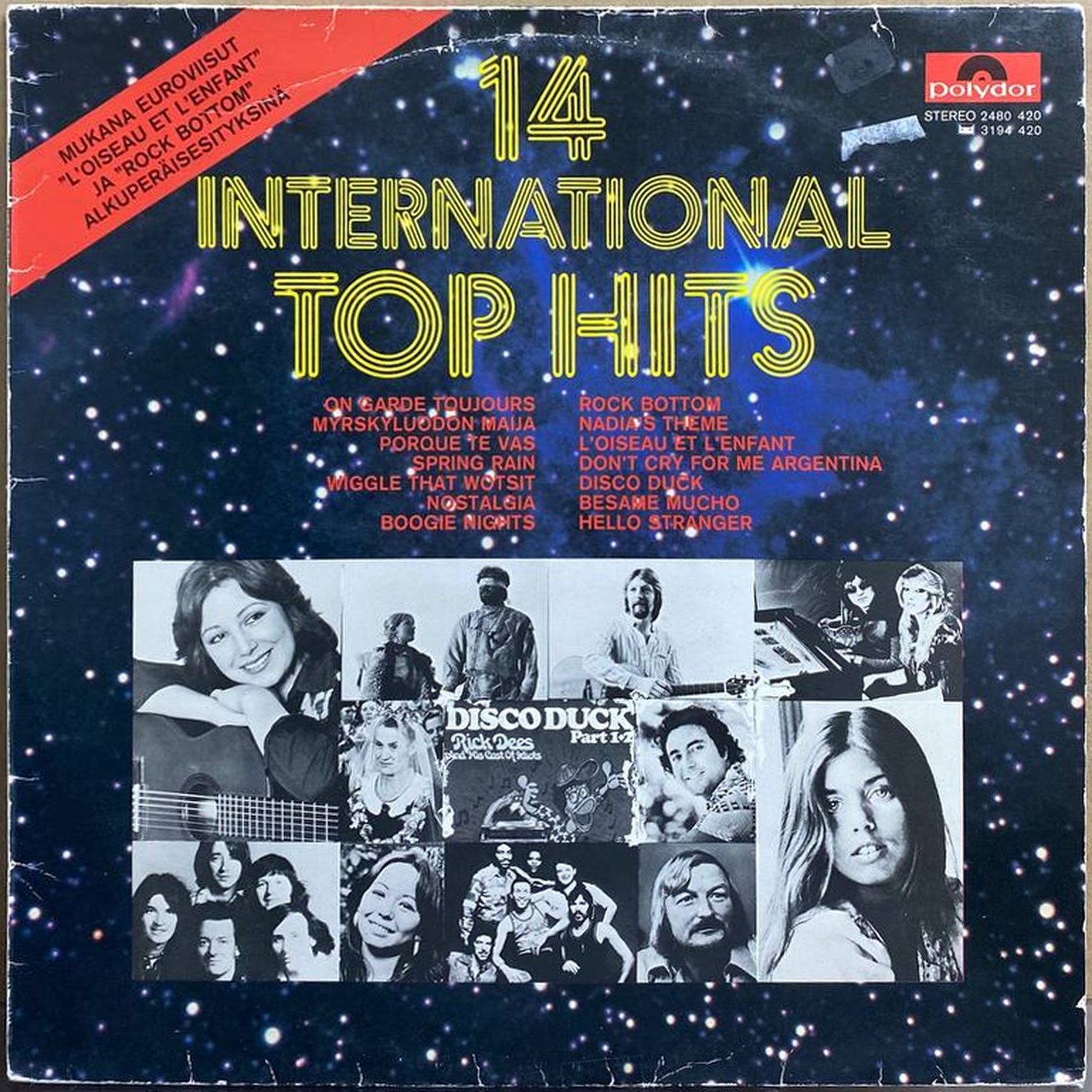 Сборник — «14 International Top Hits» — виниловая пластинка LP — Финляндия, 1977 «Polydor» — лицевая сторона