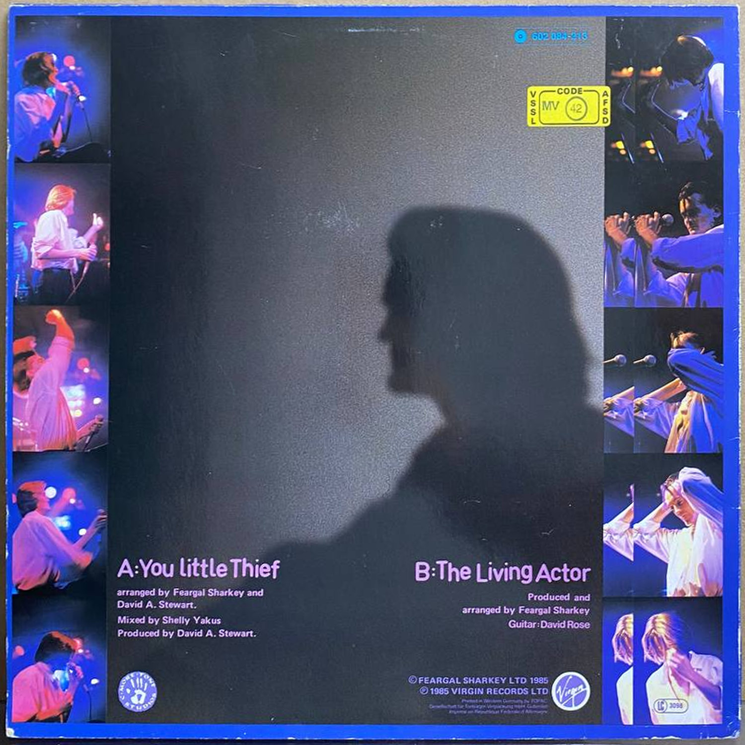 Feargal Sharkey — «You Little Thief» — виниловая пластинка LP — Германия, 1985 «Virgin» — оборот