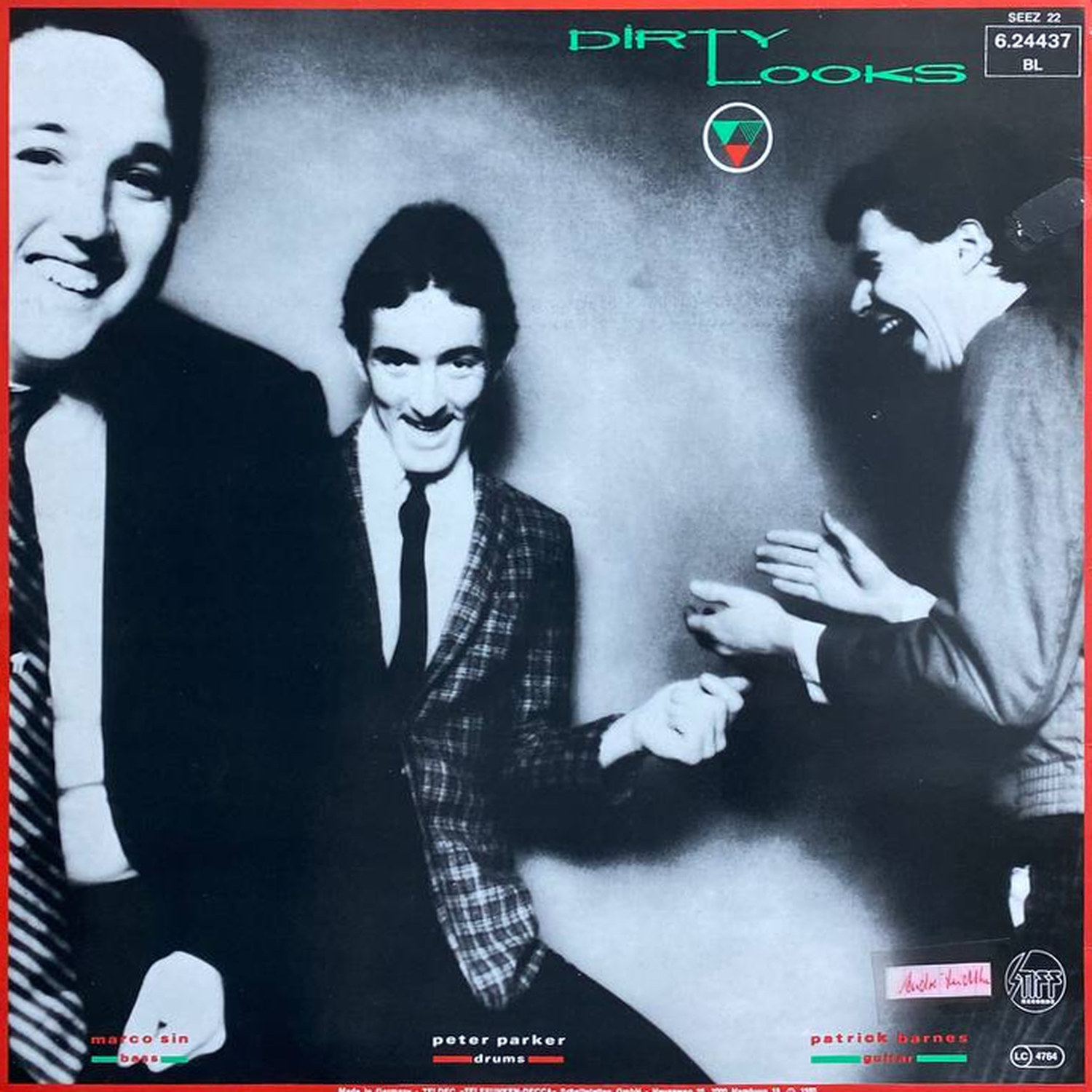 Dirty Looks — «Dirty Looks» — виниловая пластинка LP — Германия, 1980 «Stiff Records» — оборот