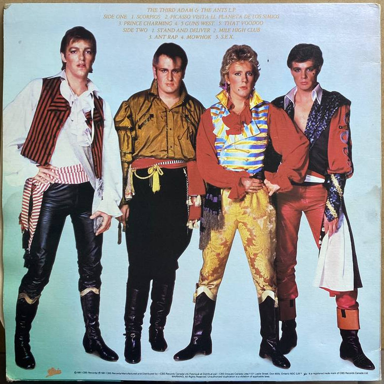 Adam And The Ants — «Prince Charming» — виниловая пластинка LP — Канада, 1981 «Epic» — оборот