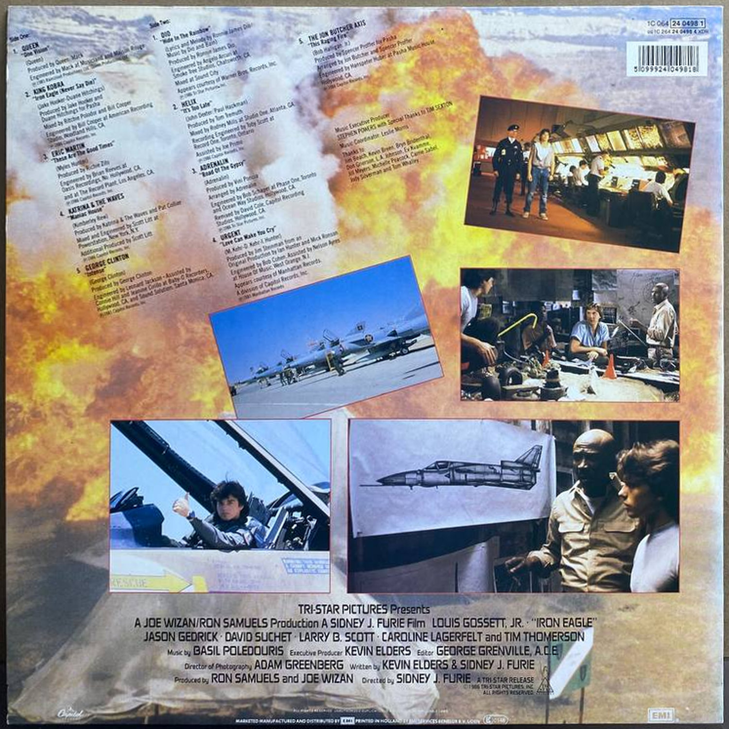 Various — «Iron Eagle (Original Motion Picture Soundtrack)» — виниловая пластинка LP — Нидерланды, 1986 «Capitol Records» — оборот