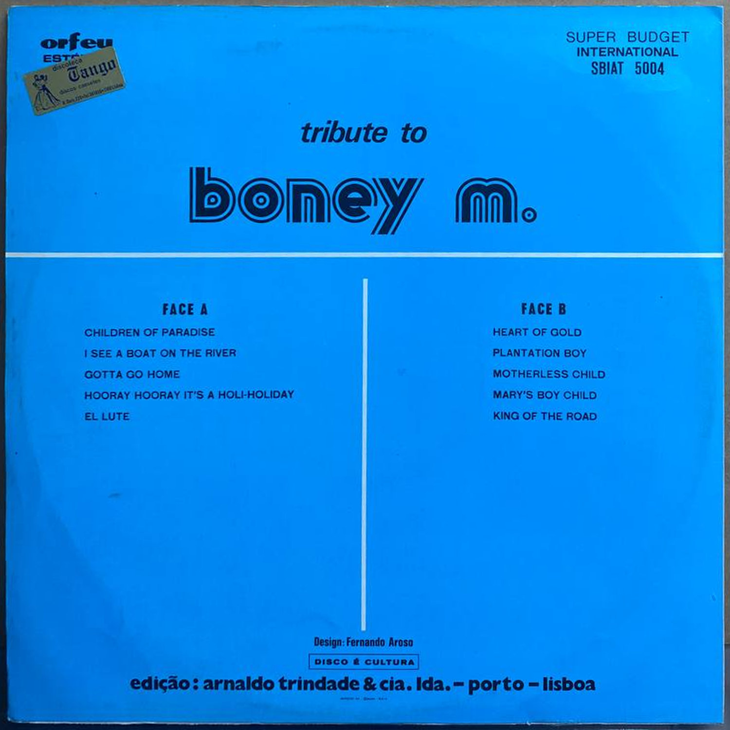 Tribute to Boney M — Tribute to Boney M, винил — оборот конверта