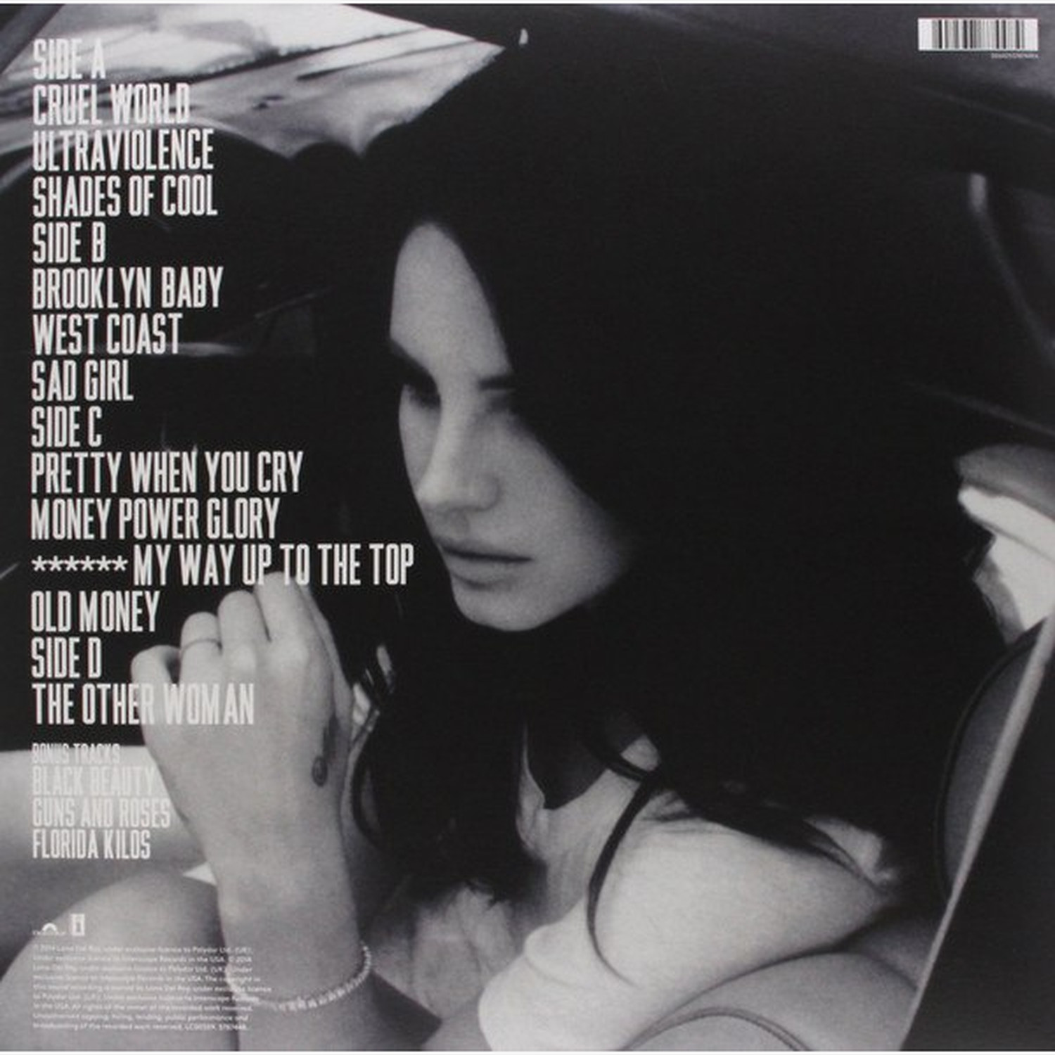 Lana Del Rey — Ultraviolence, винил, 2014 — оборот конверта