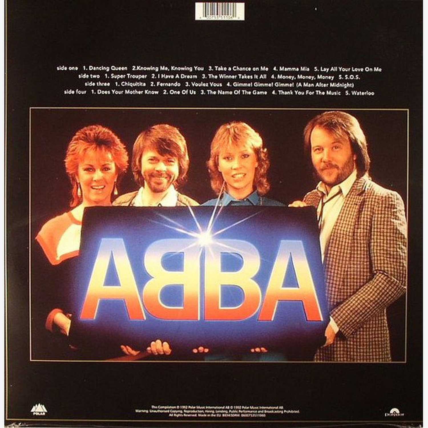 ABBA — Gold (Greatest Hits), винил, 1992 — оборот конверта