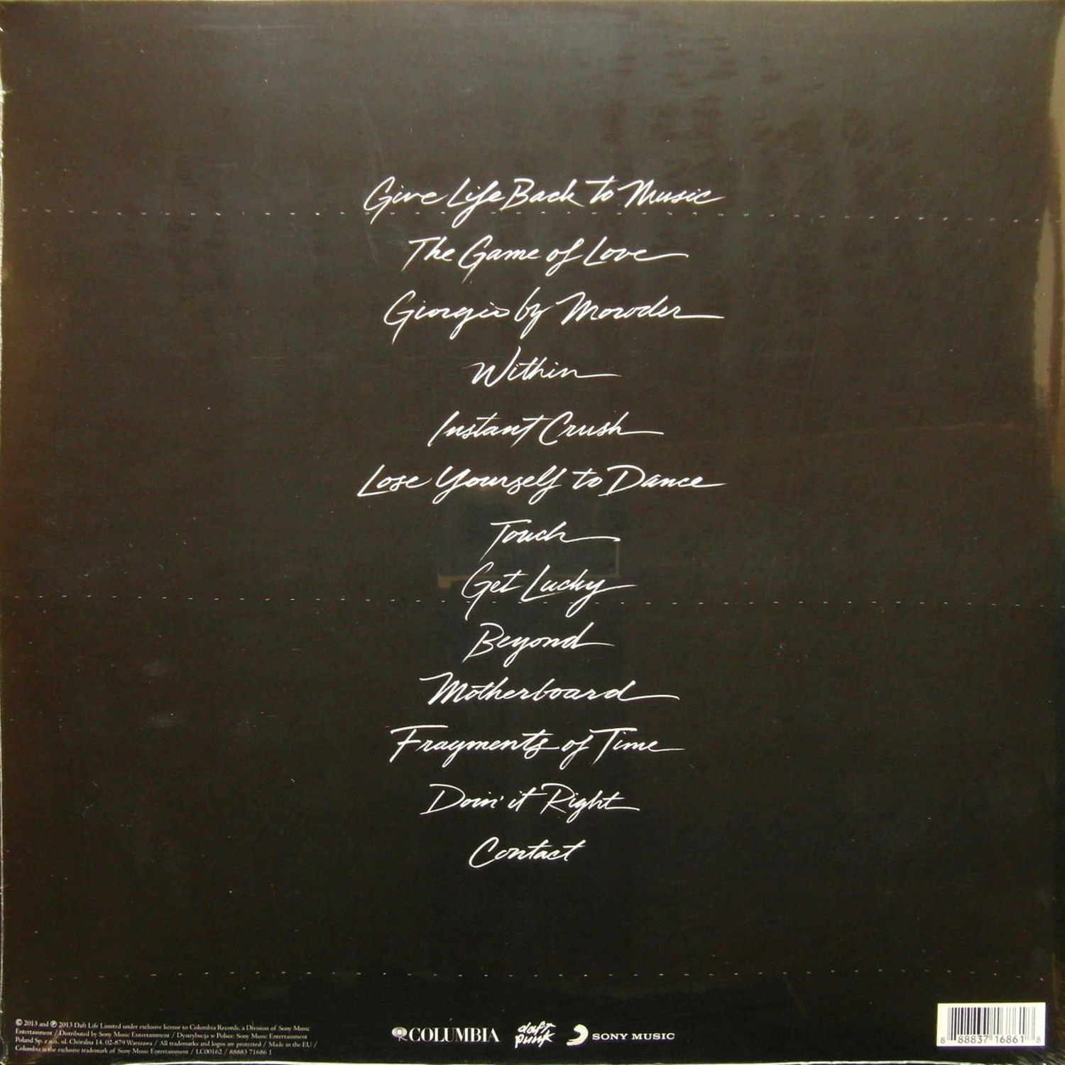 Daft Punk — Random Access Memories, винил, 2013 — оборот конверта