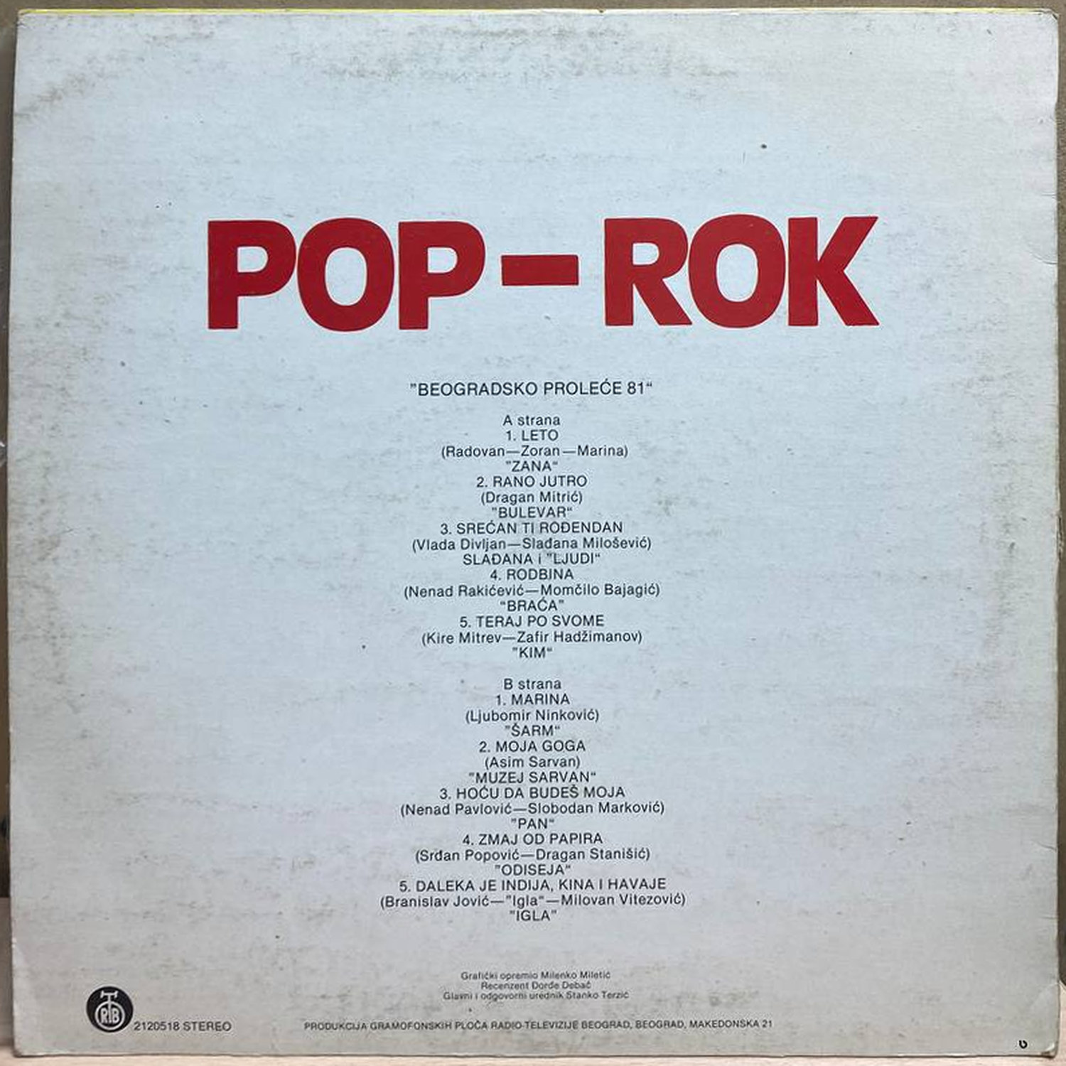 Сборник — Pop-Rok, винил — оборот конверта