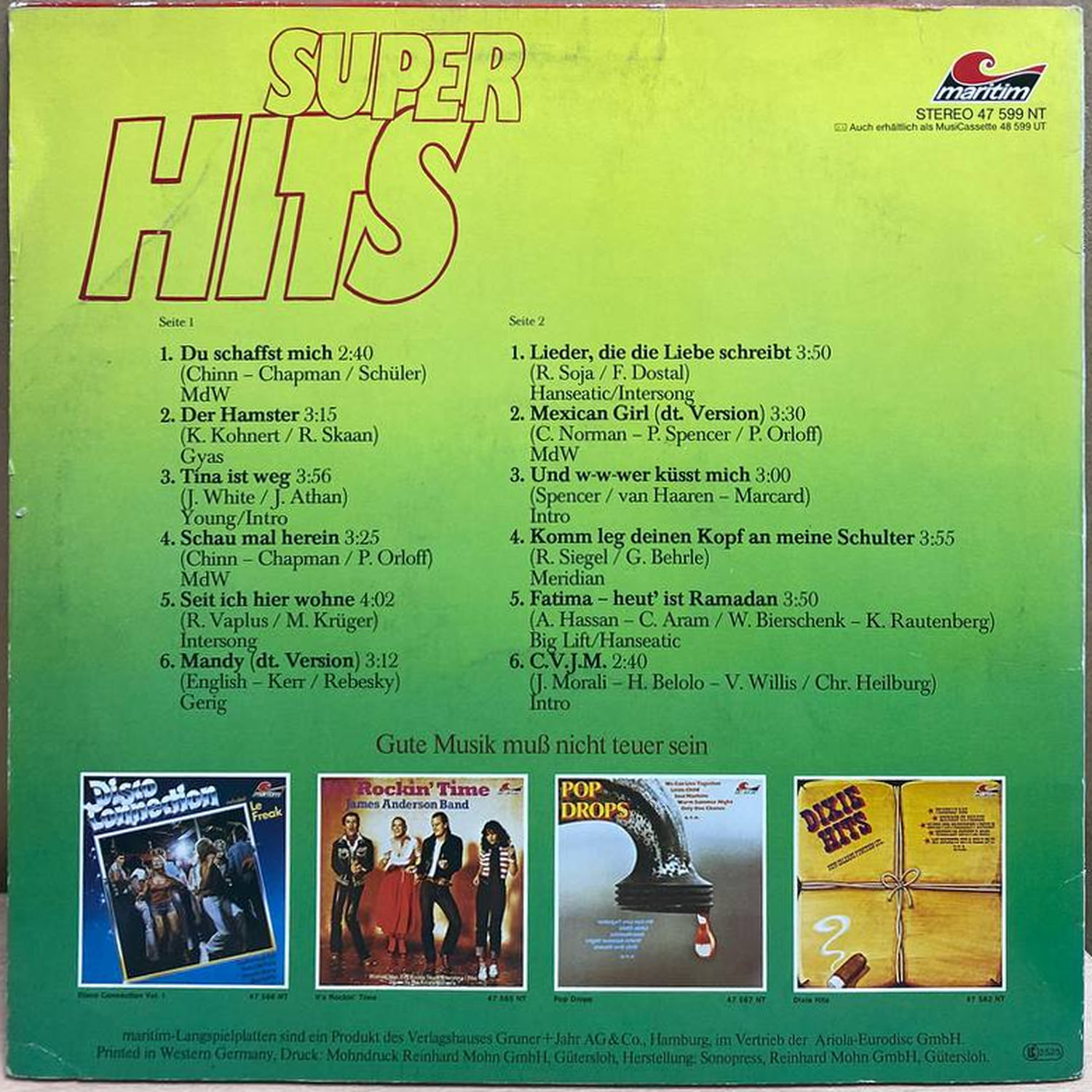 Сборник — Super Hits — Die neuen, винил, 1979 — оборот конверта