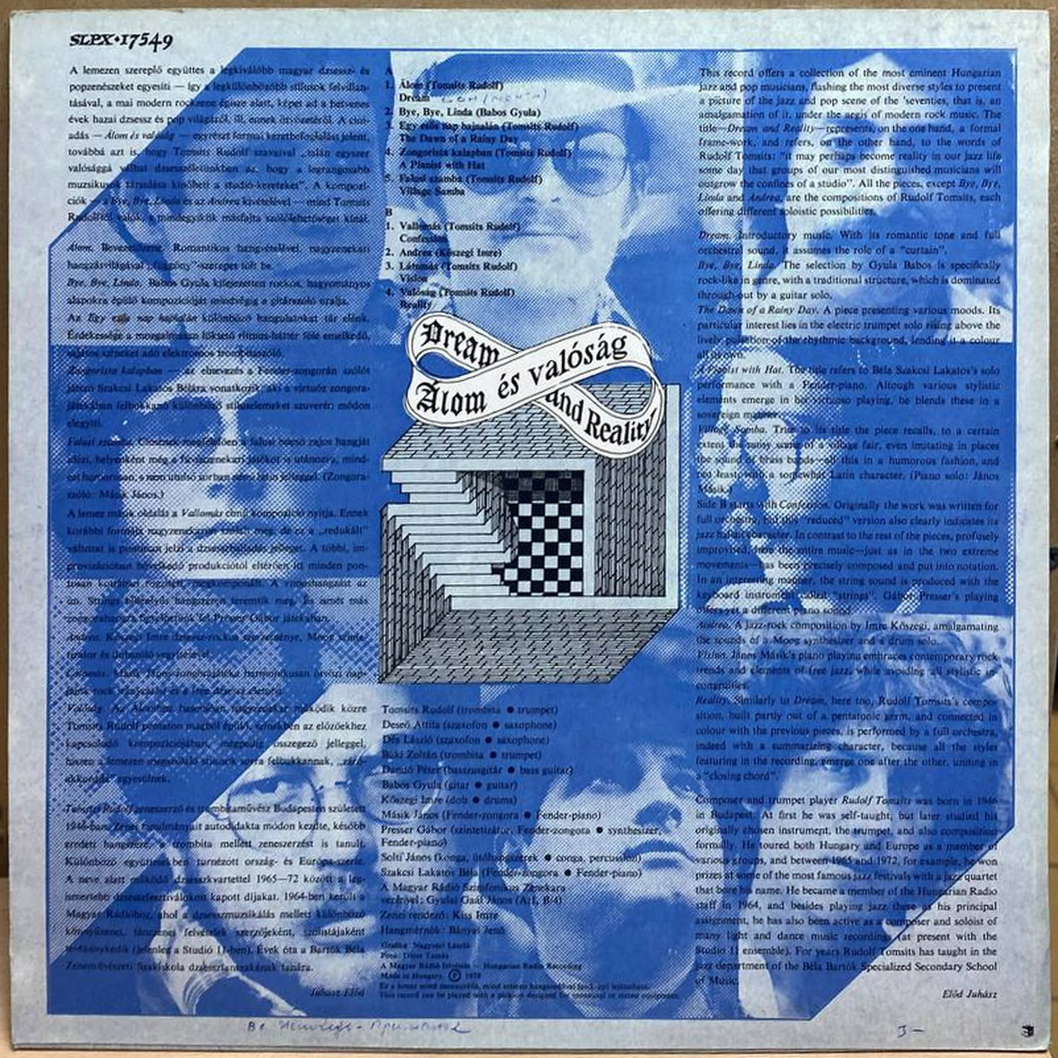 Tomsits Rudolf — Álom és valóság / Dream and Reality, винил, 1978 — оборот конверта