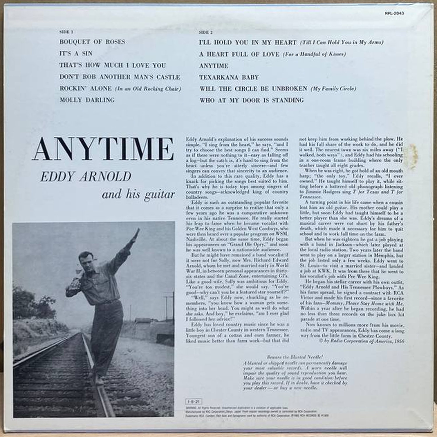 Eddy Arnold — Anytime, винил, 1985 — оборот конверта