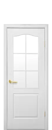 Дверь Симпли Белая / грунтованная / 600х2000мм полуостекл + стекло
