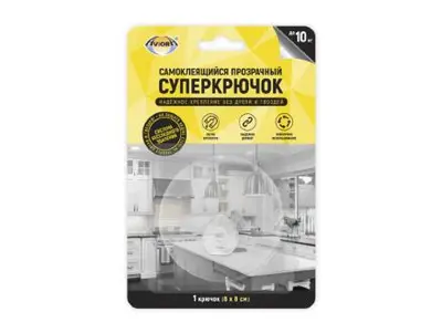 Крючок самоклеющ.302-170 Патера прозрачный 1 шт 8*8 см