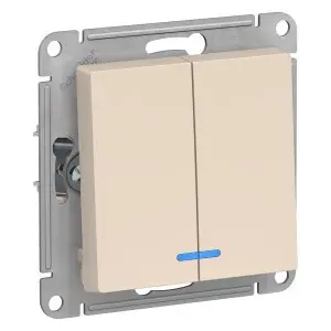 Механизм выключателя 2-кл. ATLAS Design с подсветкой беж. ATN000253