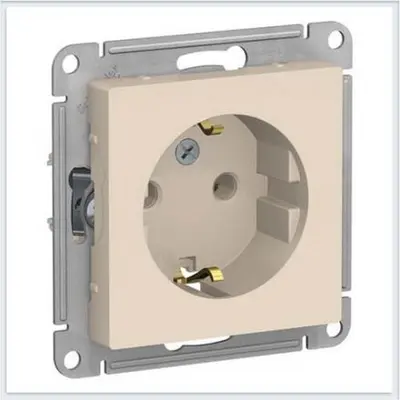 Механизм розетки 1-м. ATLAS Design беж. c з/з ATN000243