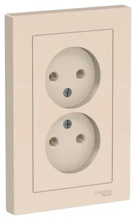 Розетка 2-м. ATLAS Design беж. б/з ATN000220