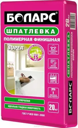 БОЛАРС Шпатлевка полимерная Super финишная тонкослойная белая 20кг