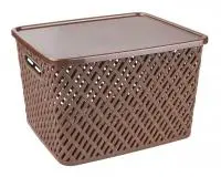 Корзина  Альт. Плетенка 350*290*225 мм с крышкой коричневый М3553